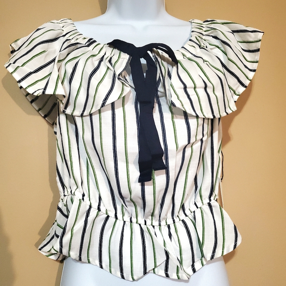 Stripe Ruffle Top - Picture 1 of 5